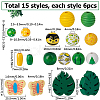 SUNNYCLUE 90Pcs 15 Styles Painted Summer Theme Natural Wood Beads WOOD-SC0001-48-2