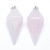 Natural Rose Quartz Pointed Pendants KK-E757-F-15P-1