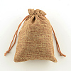 Polyester Imitation Burlap Packing Pouches Drawstring Bags X-ABAG-R004-14x10cm-03-1