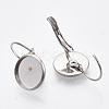 Tarnish Resistant Flat Round Tray Smooth Surface 304 Stainless Steel Leverback Earring Findings STAS-R065-66-2