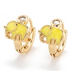 Brass Micro Pave Clear Cubic Zirconia Huggie Hoop Earrings EJEW-P187-D-2
