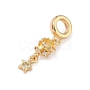 Brass Pave Gold Cubic Zirconia European Dangle Charms KK-K407-37G-01-2