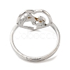 Non-Tarnish 304 Stainless Steel Heart with Horse Adjustable Ring for Women RJEW-M149-20P-2