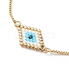Japanese Seed Braided Rhombus with Evil Eye Link Slider Bracelet BJEW-MZ00001-01-4