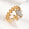Heart 304 Stainless Steel Open Cuff Rings for Women RJEW-A091-02G-2