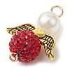 3Pcs 3 Colors Acrylic Pearl & Polymer Clay Rhinestone Angel Connector Charms PALLOY-JF02903-4
