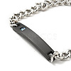 304 Stainless Steel Rectangle Link Bracelet with Cubic Zirconia for Women BJEW-P273-05A-EB-2