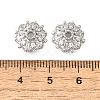 Flower Brass Micro Pave Clear Cubic Zirconia Bead Caps KK-V008-31P-3