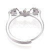 Flower & Bowknot Brass Micro Pave Clear Cubic Zirconia Adjustable Ring Settings KK-T076-78P-3