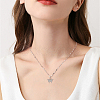 2Pcs 2 Colors Crystal Rhinestone Butterfly Pendant Necklaces Set with Alloy Dapped Chains for Women NJEW-AN0001-67-6