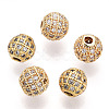 Rack Plating Brass Cubic Zirconia Beads ZIRC-S001-8mm-A01-1
