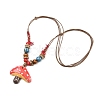 Mushroom Porcelain & Coconut Bead Pendant Necklaces NJEW-G182-01-2