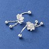 999 Fine Silver Flower Ear Plug Gauges EJEW-P296-09S-2