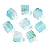 Frosted Glass Beads with Golden Glitter Powder DGLA-NH001-8mm-01C-1