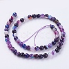 Faceted Round Dyed Natural Striped Agate/Banded Agate Beads Strands G-G581-6mm-M-2
