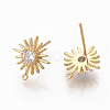 Brass Clear Cubic Zirconia Stud Earring Findings X-ZIRC-Q021-073G-NF-1