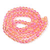 Two-Tone Crackle Baking Paint Transparent Glass Beads Strands CCG-T004-8mm-07-3
