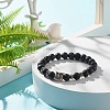 Natural Lava Rock Round Beads Stretch Bracelet BJEW-JB07477-2