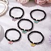 Round Natural Lava Rock Beads Stretch Bracelets for Women BJEW-JB11401-1