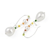 Brass & Glass & Plastic Imitation Pearl Teardrop Hoop Earrings EJEW-Q391-11S-3
