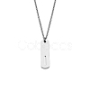 304 Stainless Steel Rectangle with Laser Cut Initial Pendant Necklaces FS-WG71FEF-13-1