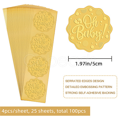 Plastic Self Adhesive Gold Foil Embossed Stickers DIY-WH0211-289-1
