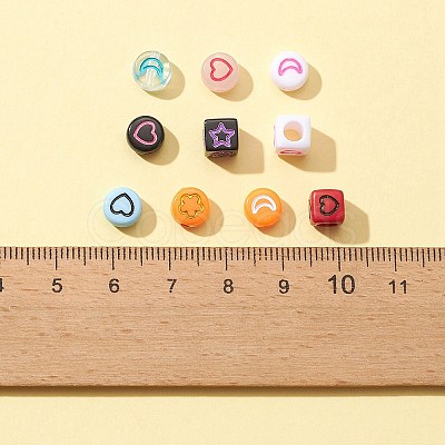 511Pcs 10 Style Transparent & Opaque Mixed Color Acrylic Beads MACR-FS0001-34-1