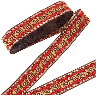 Ethnic Embroidery Polyester Flat Ribbons OCOR-WH0060-38C-1