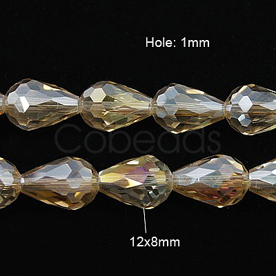 Electroplate Glass Beads Strands X-EGLA-D015-12x8mm-24-1