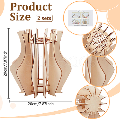 Wooden Puzzle Flower Vase Figurines DIY-WH0308-567-1