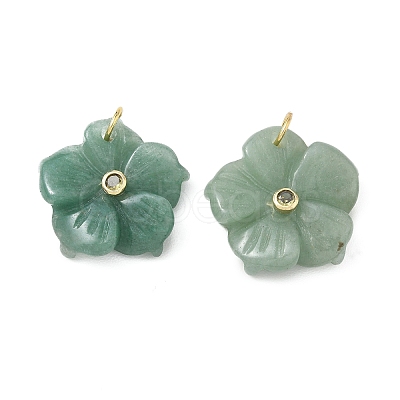 Brass & Natural Green Aventurine & Cubic Zirconia Pendants GG-CBAD360-18G-02-1