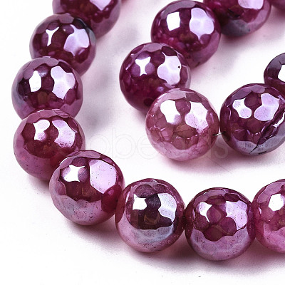 Electroplate Natural Agate Beads Strands G-T131-55-09-1