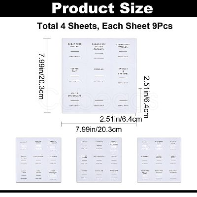 4 Sheets PVC Adhesive Coffee Syrup Label Stickers STIC-WH0003-011-1