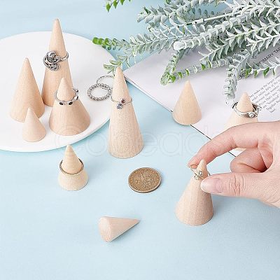 10Pcs 5 Style Wooden Ring Displays RDIS-FG0001-18-1