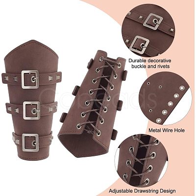 Leatheroid Punk Style Cuff Wristband for Bikers AJEW-WH0020-38A-1