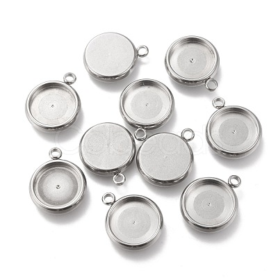 Non-Tarnish 304 Stainless Steel Pendant Cabochon Settings STAS-I162-01D-P-1