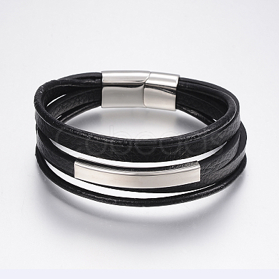 Men's Braided Microfiber Cord Multi-strand Bracelets BJEW-P198-06-1-1