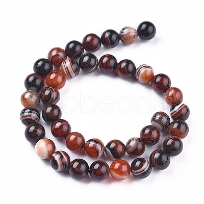 Natural Striped Agate/Banded Agate Beads Strands G-I261-C05-10mm-1
