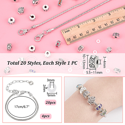 DIY Alloy Heart European Style Bracelet Making Kit DIY-PH0022-01-1