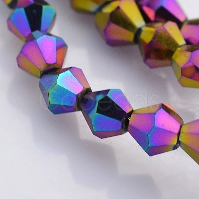 Faceted Bicone Electroplate Glass Beads Strands X-EGLA-P016-4mm-F03-1