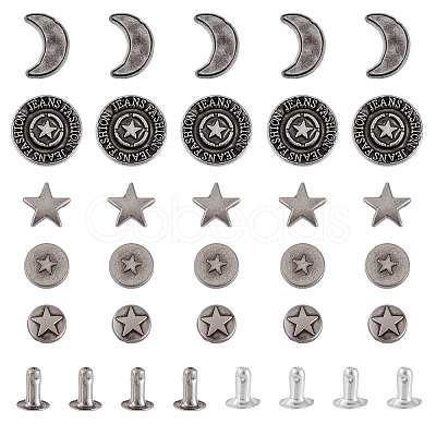 50Pcs 5 Styles Alloy River Studs FIND-TA0009-59-1