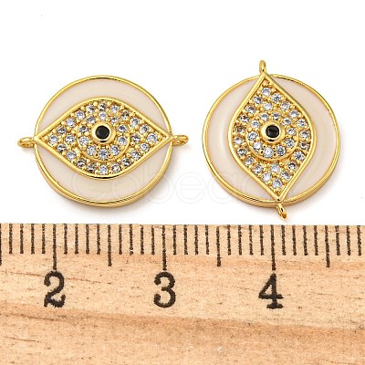 Rack Plating Brass Micro Pave Clear Cubic Zirconia Eye Connector Charms KK-Z063-20G-01-1
