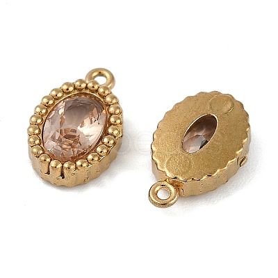 Ion Plating(IP) 304 Stainless Steel Micro Pave Cubic Zirconia Charms STAS-K256-19G-02-1