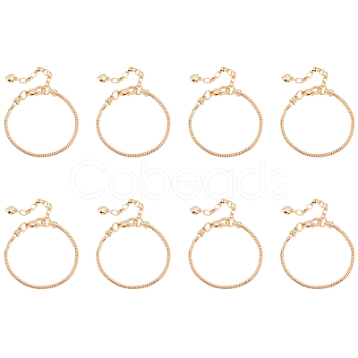 8Pcs Brass Round Snake Chain Bracelet for Men Women BJEW-PH0004-28-1