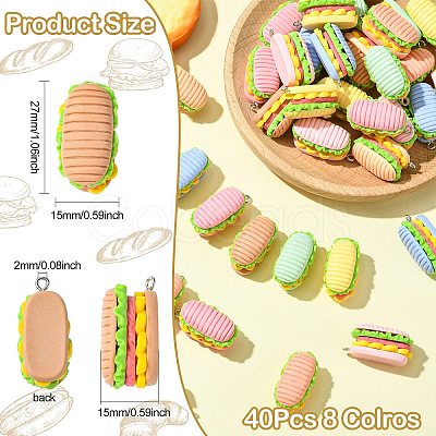 40Pcs 8 Colors Resin Pendants RESI-CJ0004-50-1