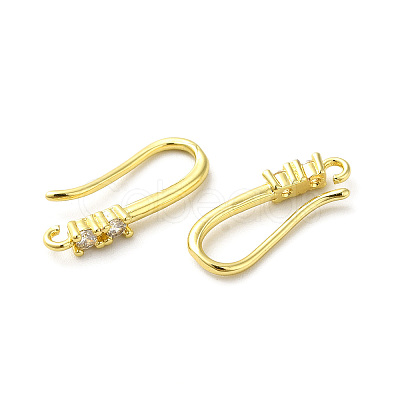 Brass Micro Pave Clear Cubic Zirconia Earring Hooks ZIRC-R112-10G-1