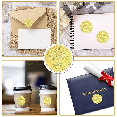 12 Sheets Self Adhesive Gold Foil Embossed Stickers DIY-WH0451-039-1
