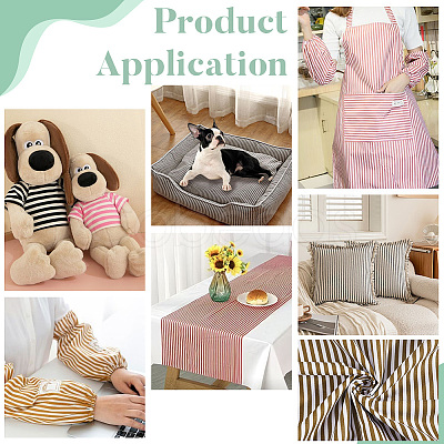 Cotton Fabric with Strip Pattern DIY-PH0037-96B-1