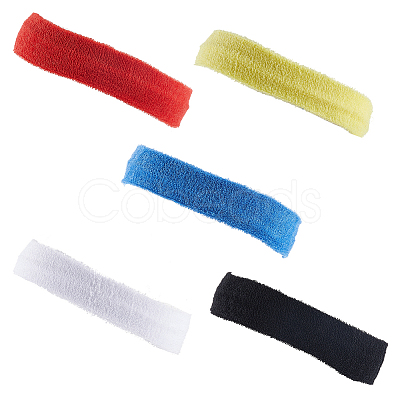 5Pcs 5 Colors Cotton & Spandex Yarns Exercise Elastic Headbands OHAR-CY0001-13-1