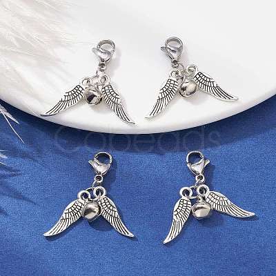 Alloy Wings and Iron Bell Pendant Decoration HJEW-JM01309-02-1